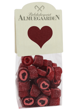 Hjerte bolcher med smag af kirsebær (anledningskort) - Almuegaarden