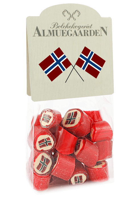 Norske Flag bolcher med smag af blåbær og mint - Almuegaarden